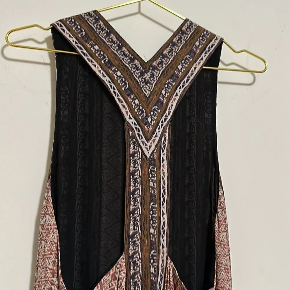 Urban Outfitters | Ecote Boho Tribal Print Sleeveless T Strap Back Maxi Dress M - Picture 7 of 8
